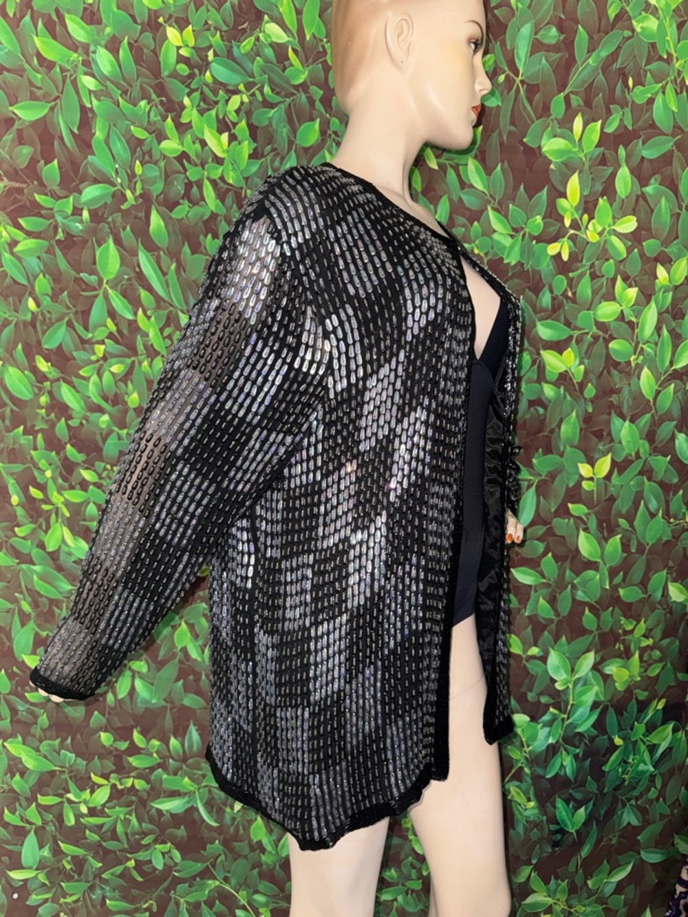 Vintage Pinky Creations Sequin / Beaded Silk Cardigan XXXL - Picture 14 of 17
